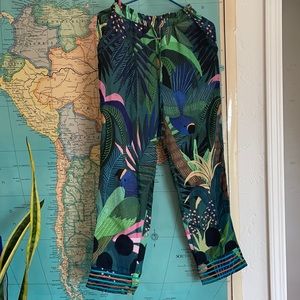 Farm Rio Anthropologie parrot jungle pants